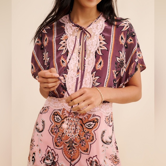 FARM Rio Glam Tapestry Lace Slip Maxi Dress Size M - Picture 3 of 13